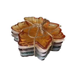 Set of 4 Glass Leaf Coasters/Dishes/Ashtray 6”X4.5”